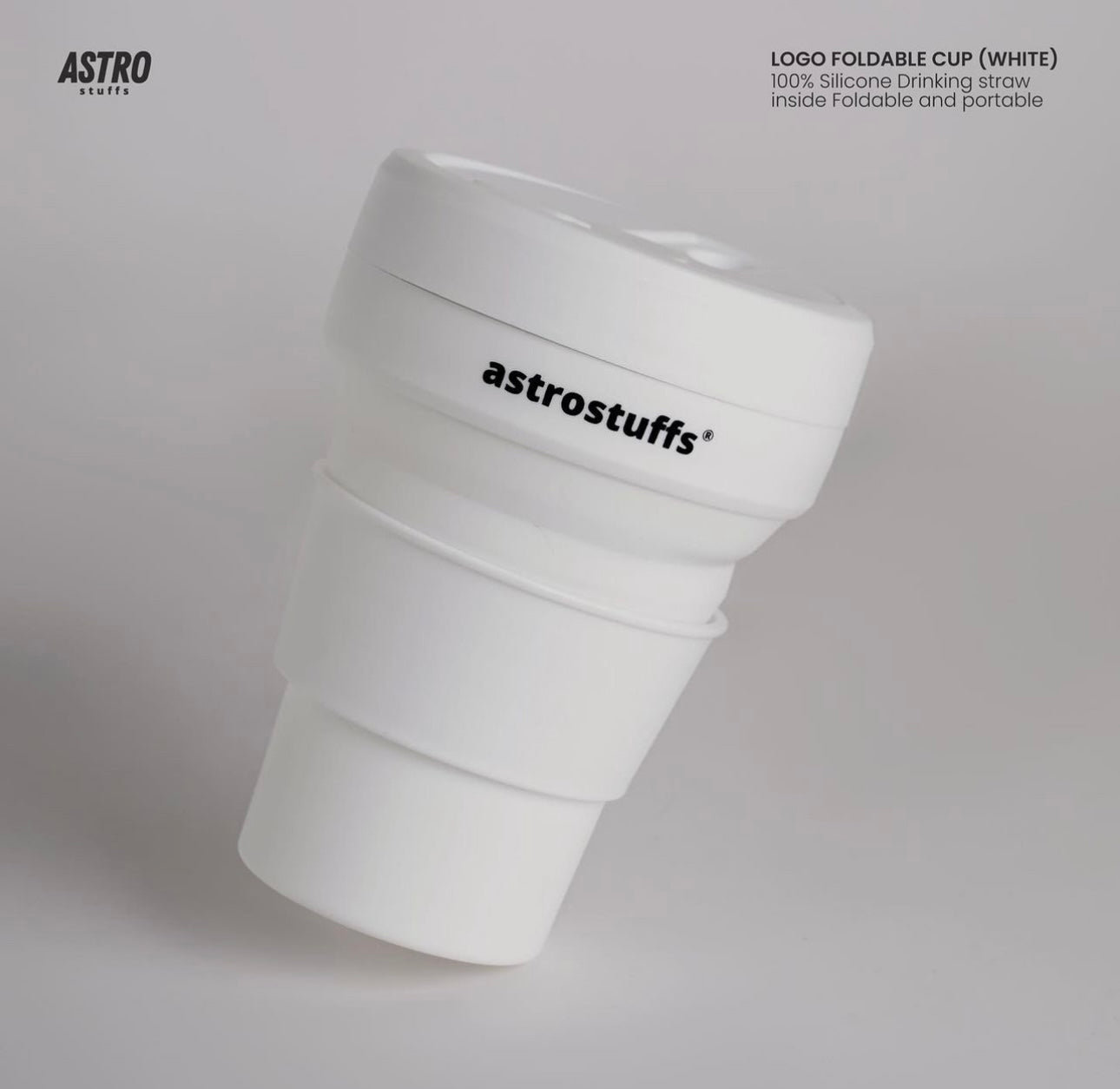 bright AstroStuffs logo folderble cup
